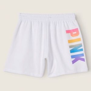 NWT PINK High Waist CAMPUS Sweat Shorts SMALL